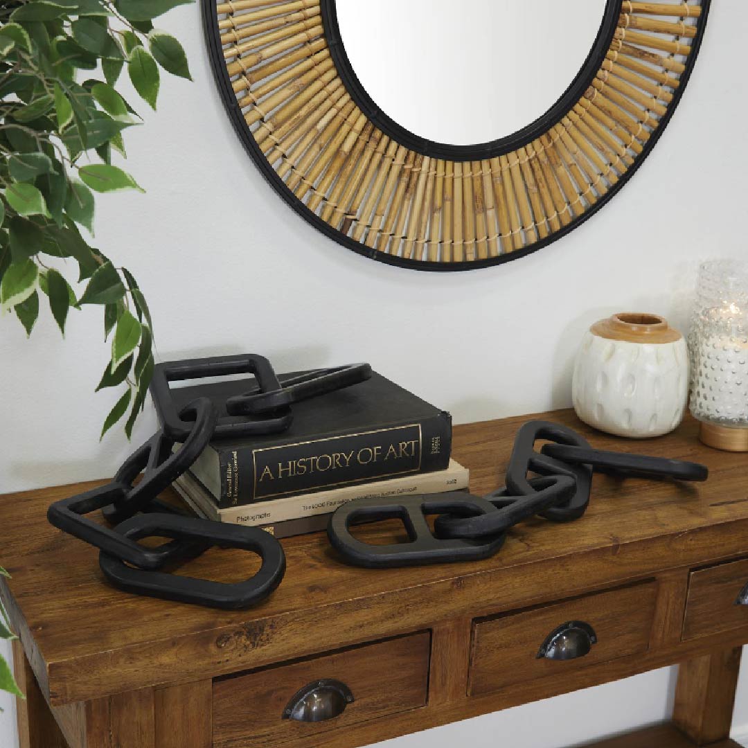 Escultura de Cadena de Madera Negra - Imagen 2