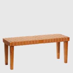 Banqueta Tejida de Madera Marrón