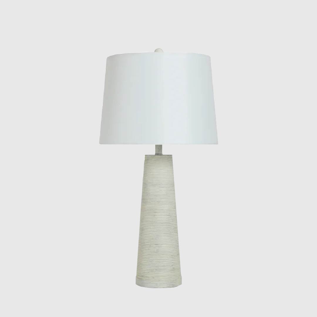 Lámpara de Mesa Acanelada Cono Blanco